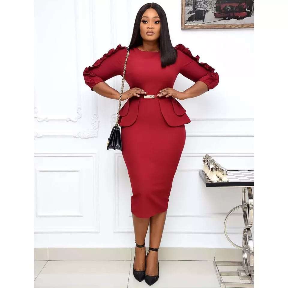 Three Quarter Sleeve High Waist Summer Dress - GREEN / XL