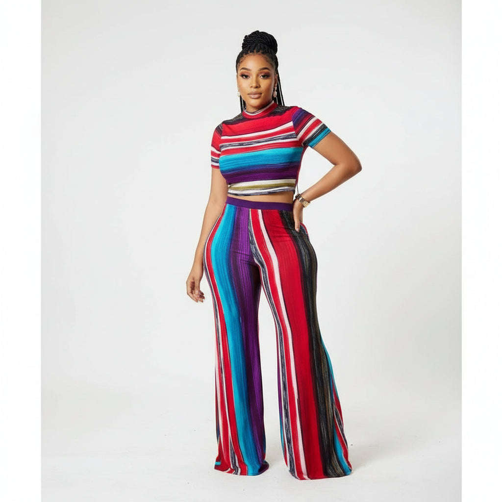 Sexy Bodycon Striped Outfit Set