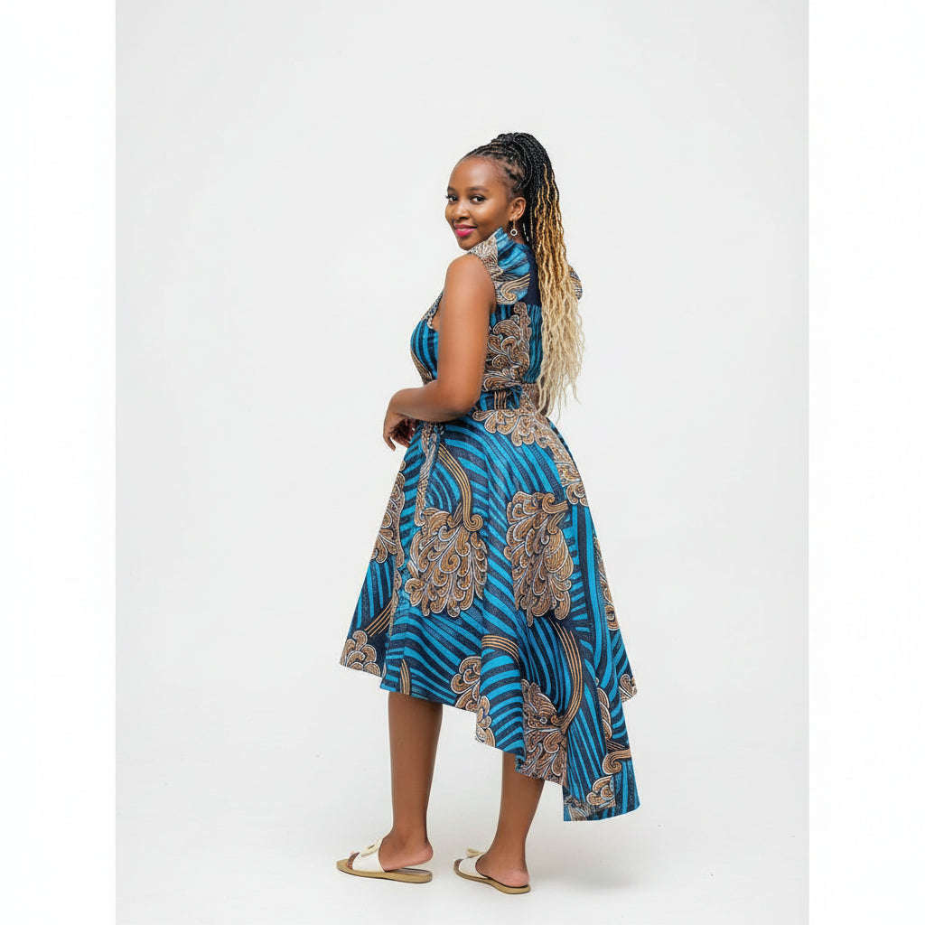 Ankara Short Ruffle Sleeve Print African Dress