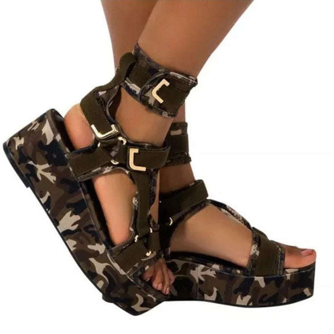 Ankle Strap Wide Heel Sandals - NUDE / 4