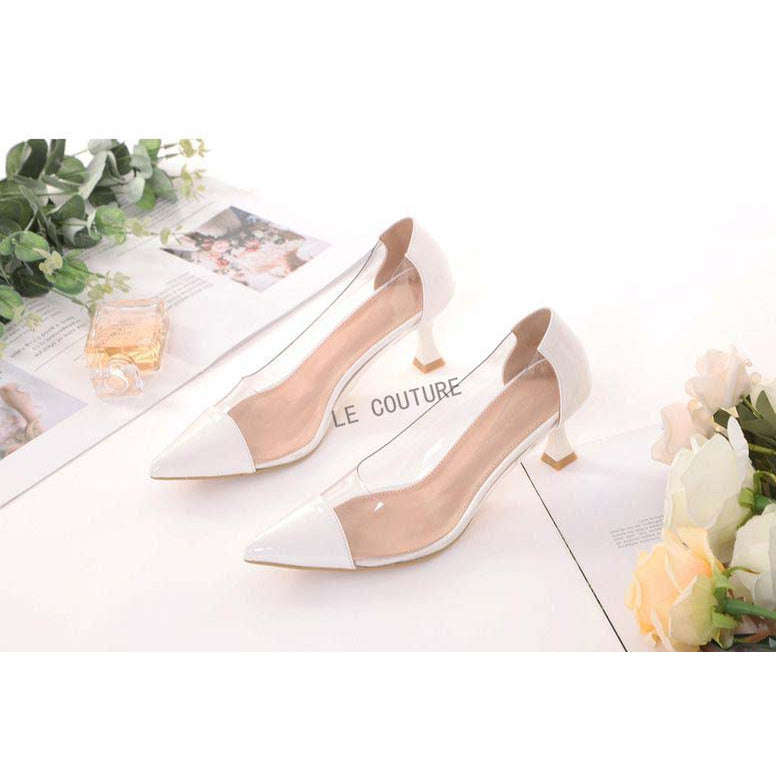 Casual Pointed Toe Short Heel Sandals - WHITE / 8