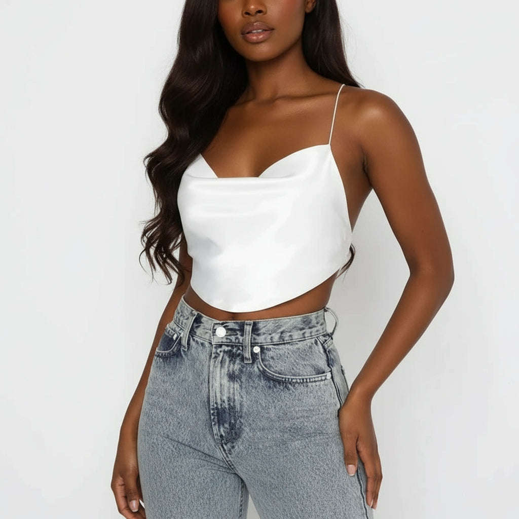 Chic Fashion Straps Sexy Backless Crop Top
