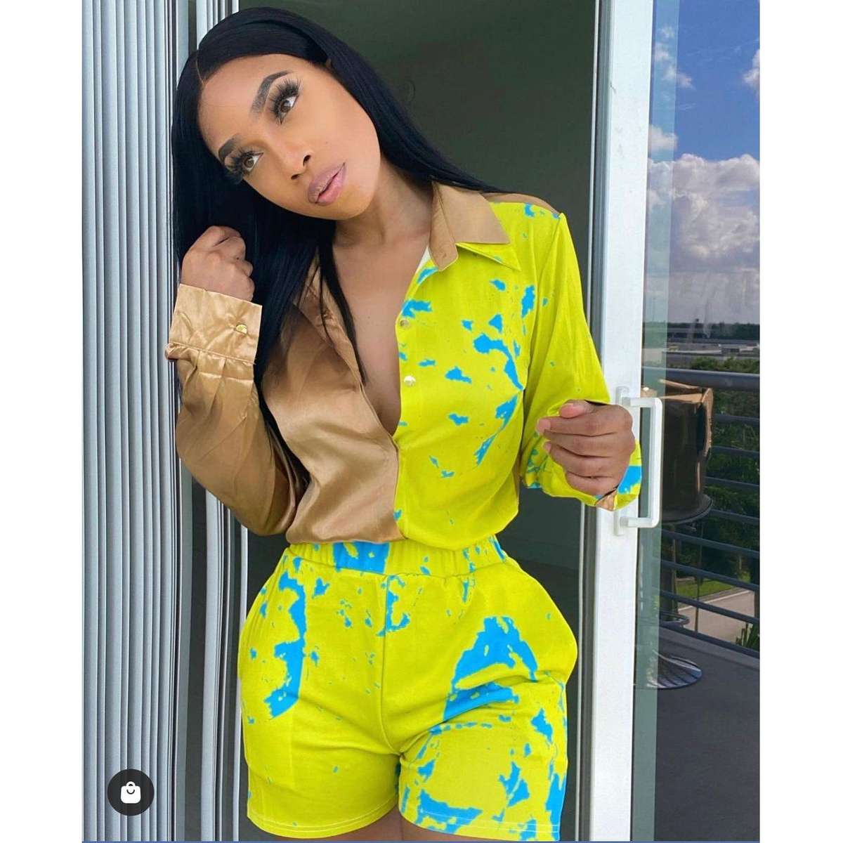 Satin Print Twin Set - S