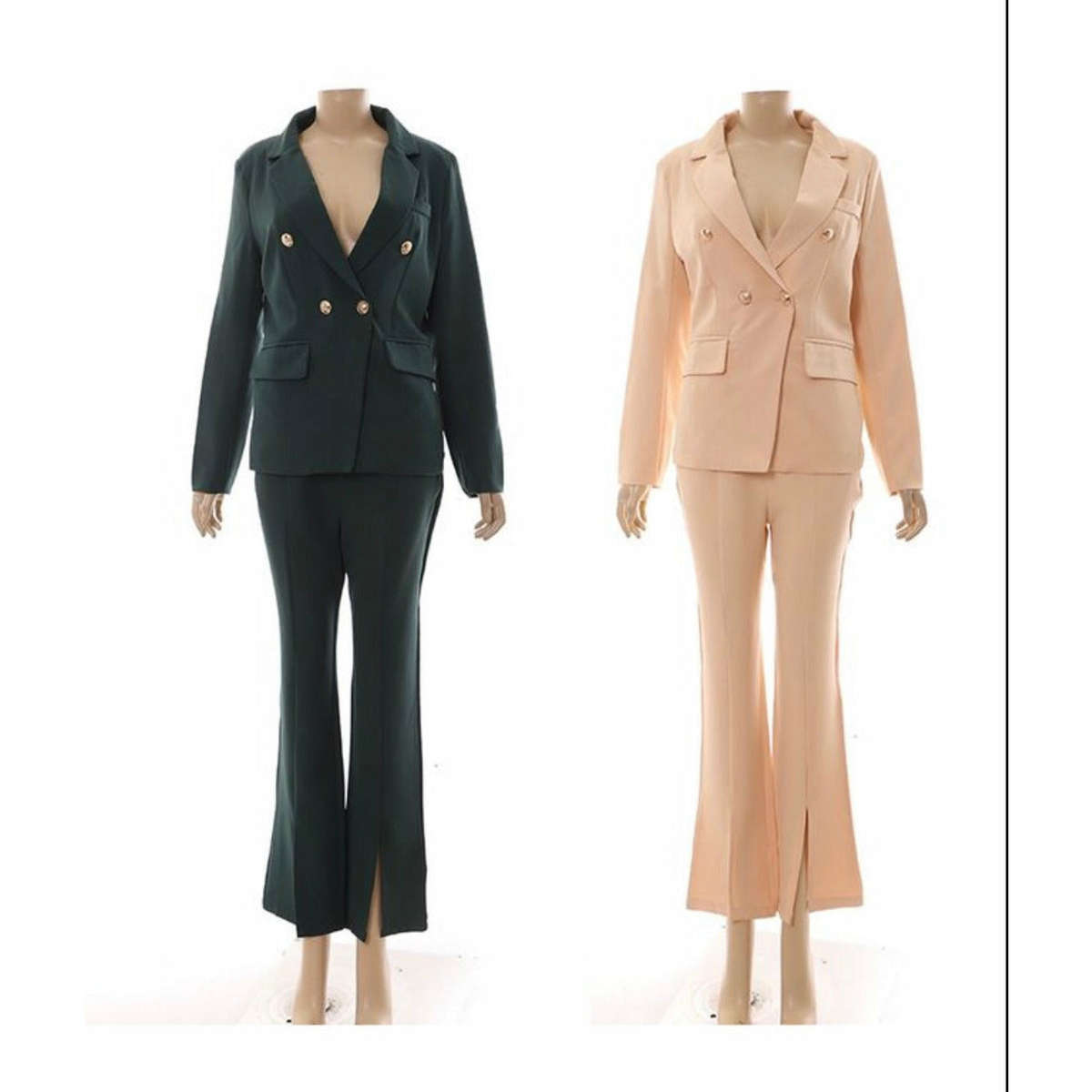 Bottom Slit Pant &  Blazer Ladies Formal Suit - BLACK / M