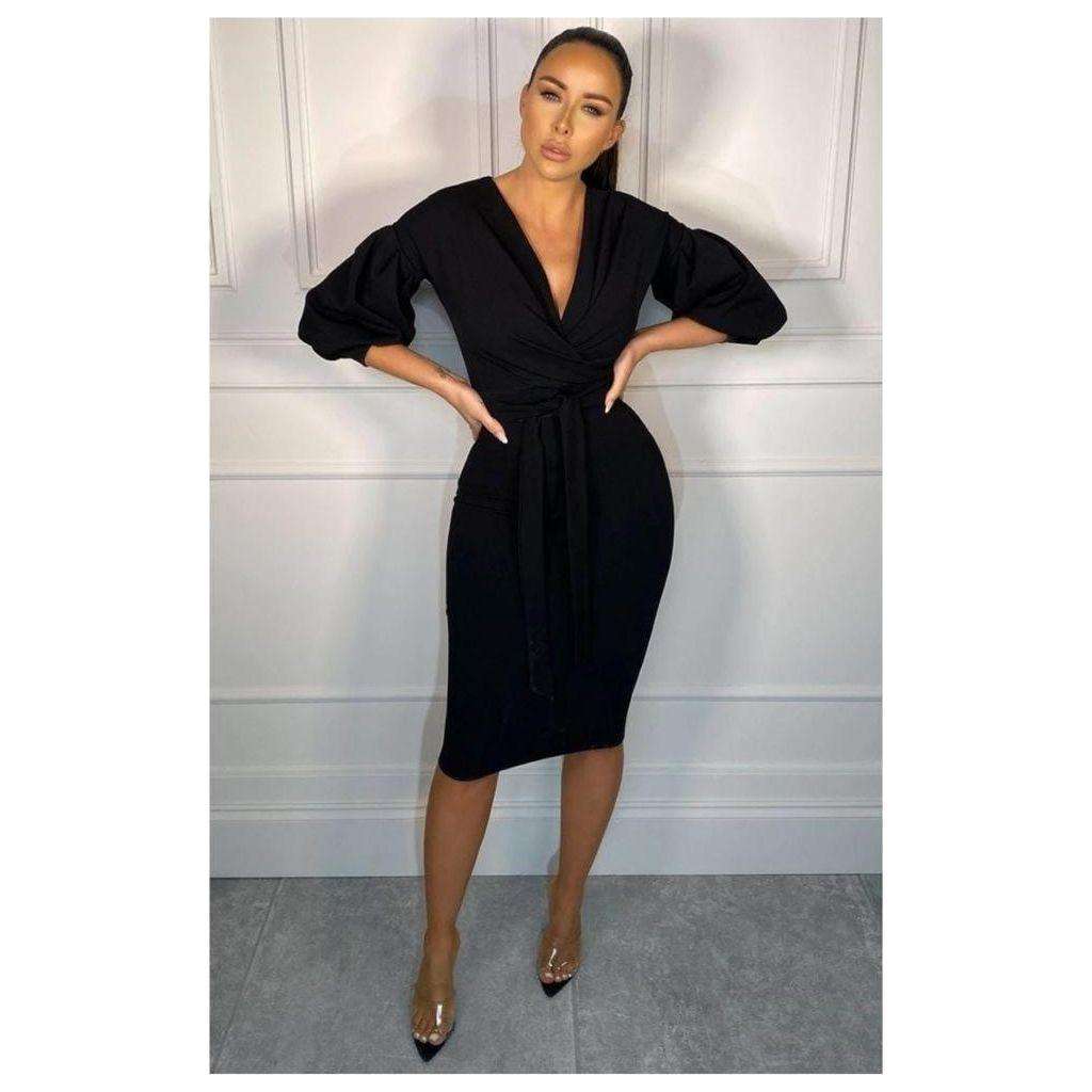 Deep V-Neck Cold Shoulder Bodycon Dress - YELLOW / M