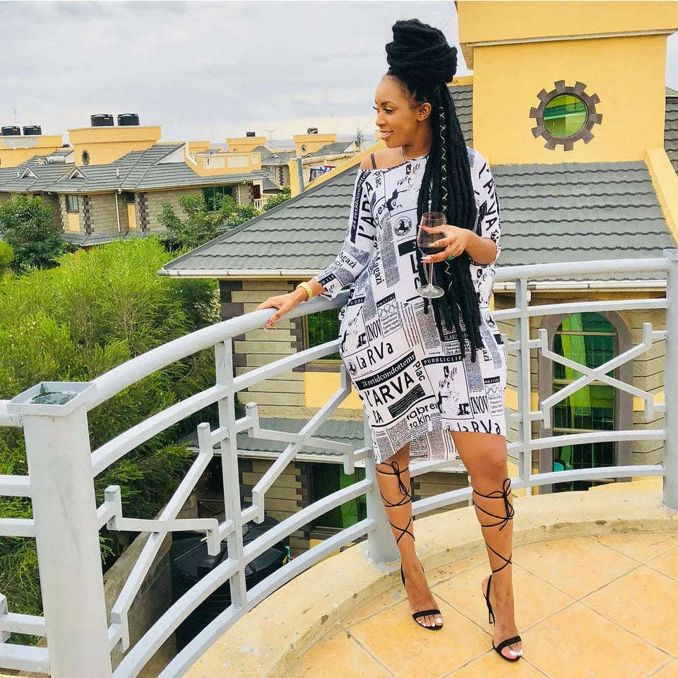 Chic Paper Print Design Dress