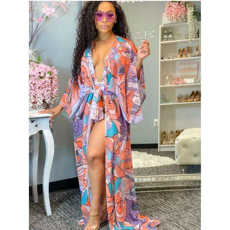 One Piece Swimsuit And  Cover-up Set - S