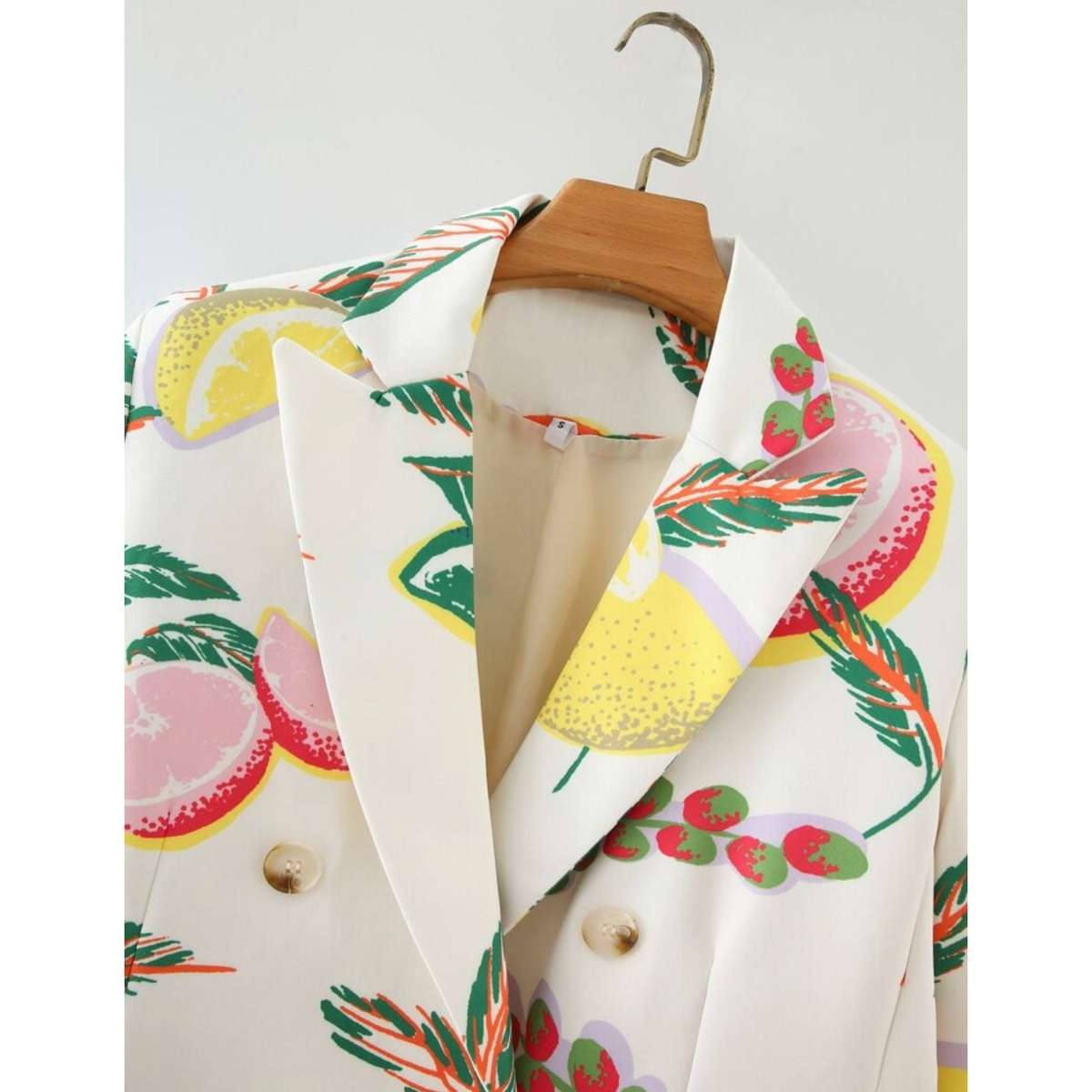 Double Breasted Print Blazer - M