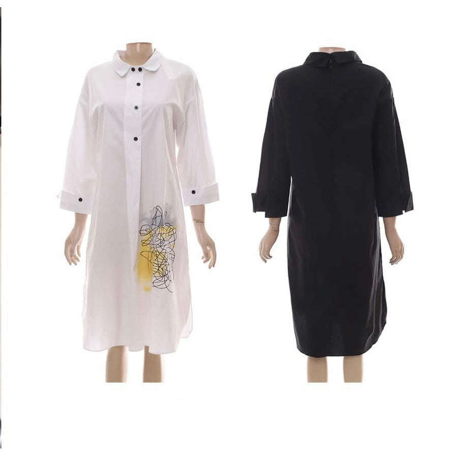 Print Fashion Vintage Dress - BLACK / 3XL