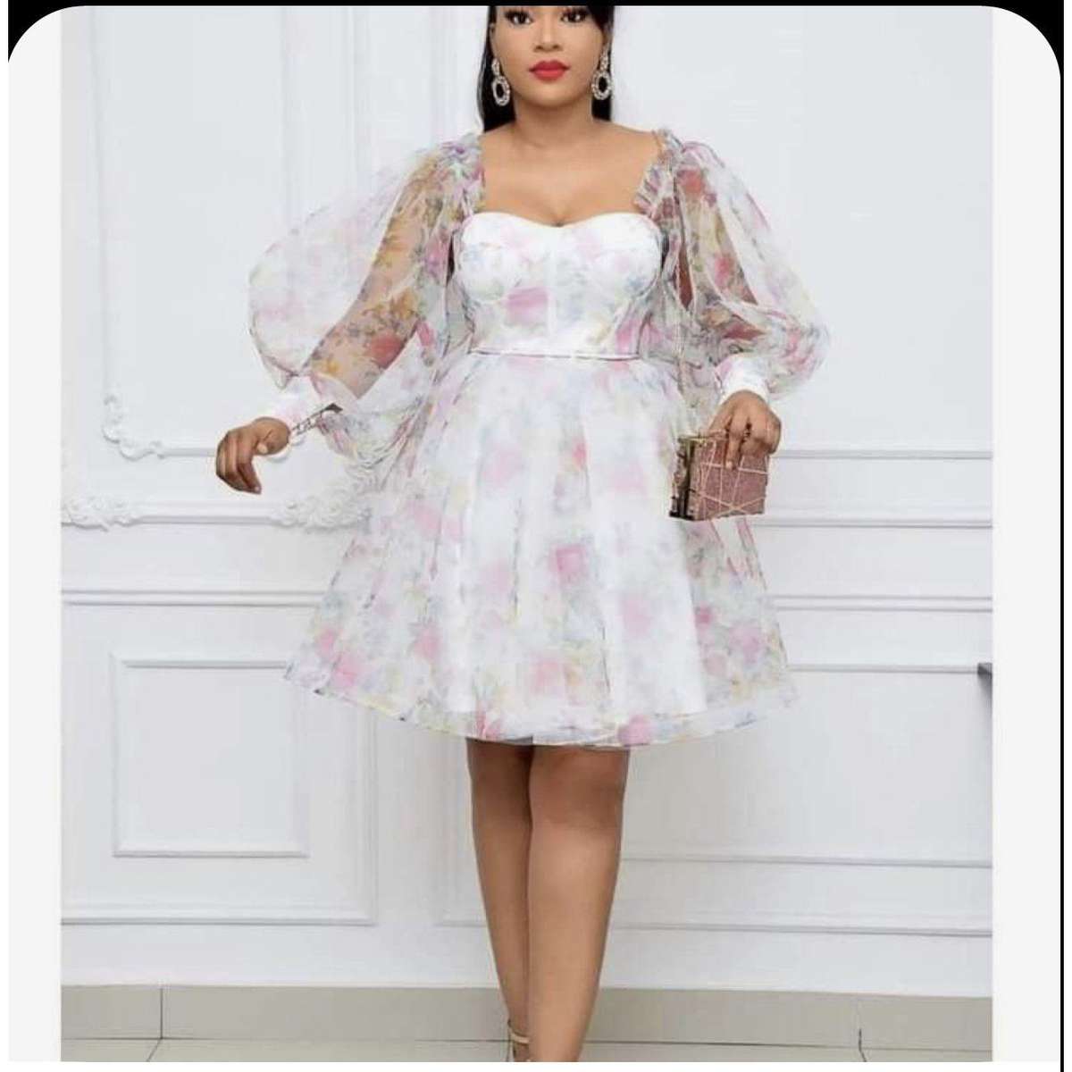 Sherry Floral Chiffon Midi Dress - WHITE / XS