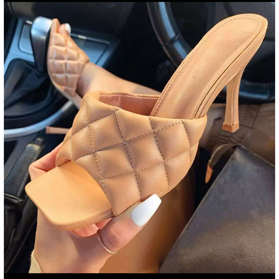 Squer toe Thin Heel Sandeld - RED / 3