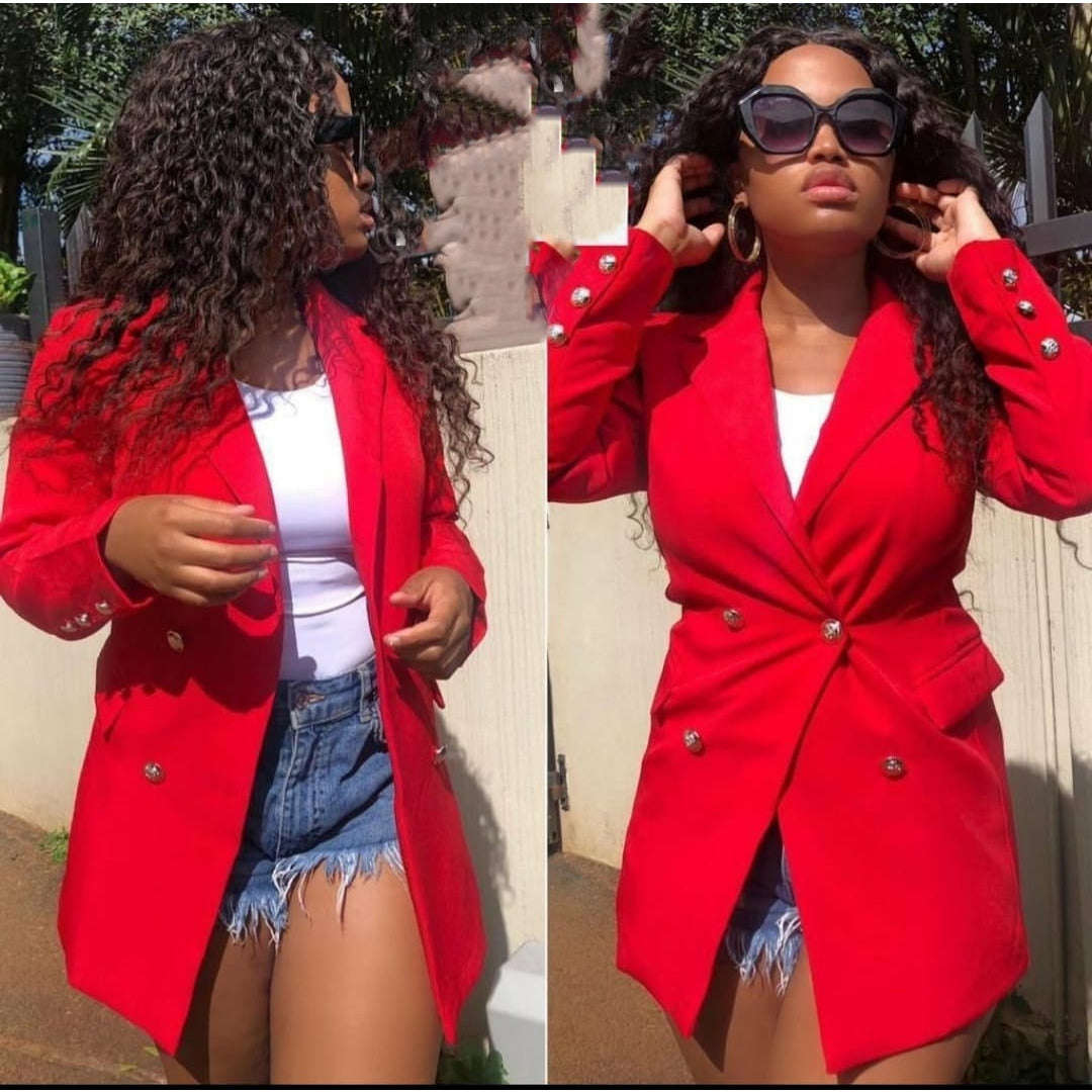 Double Breasted Blazer - MUSTARD / S