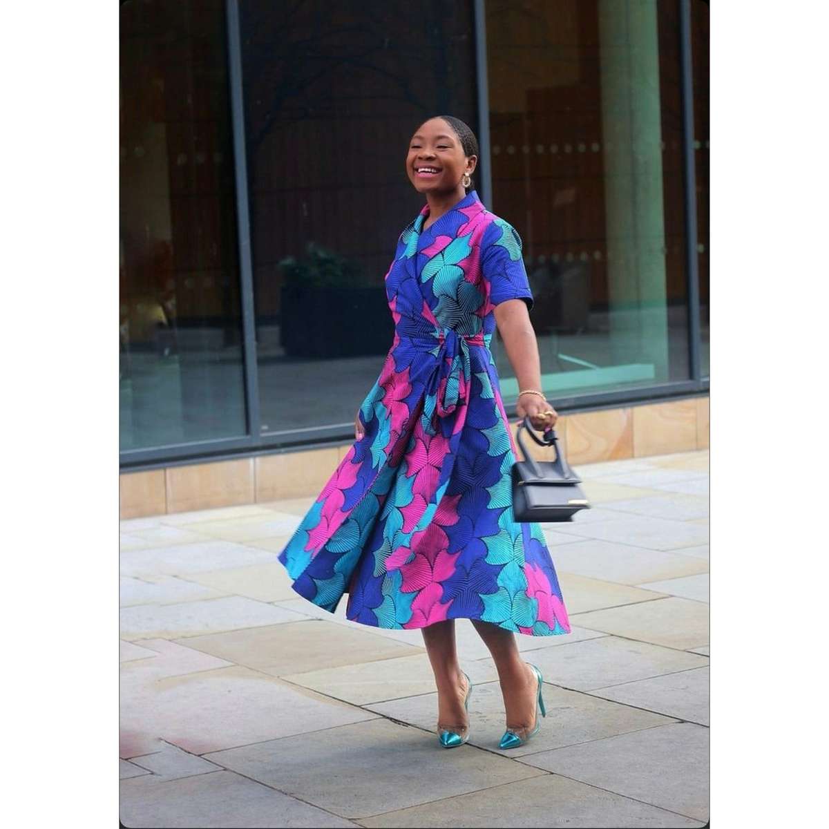 Ankara Wrap Skater Dress - S