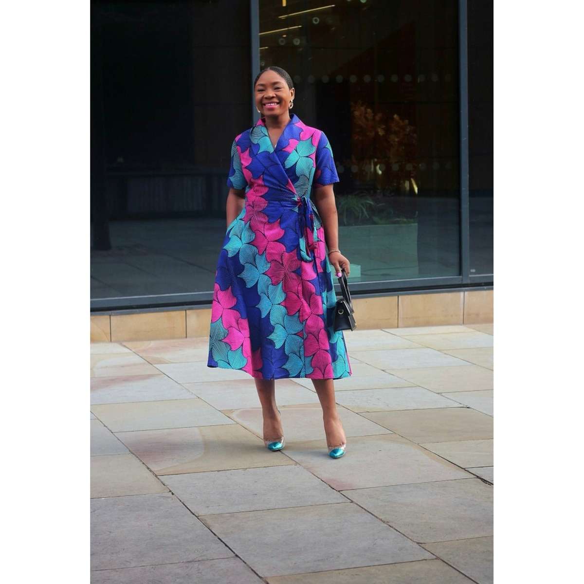 Ankara Wrap Skater Dress - S