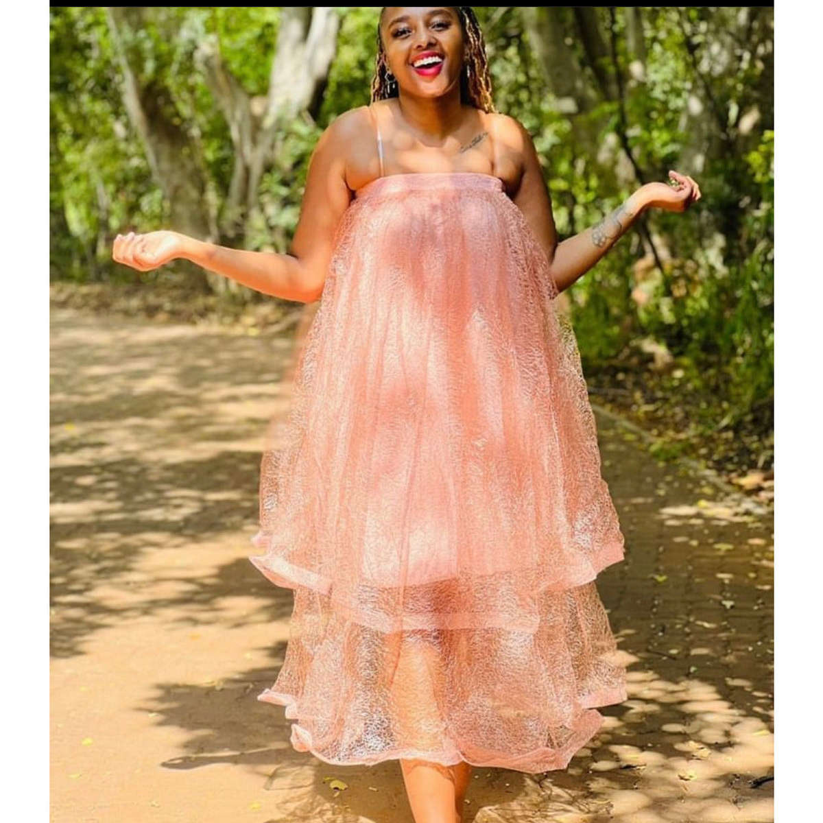 Tulle Skirt Dress - PINK / L