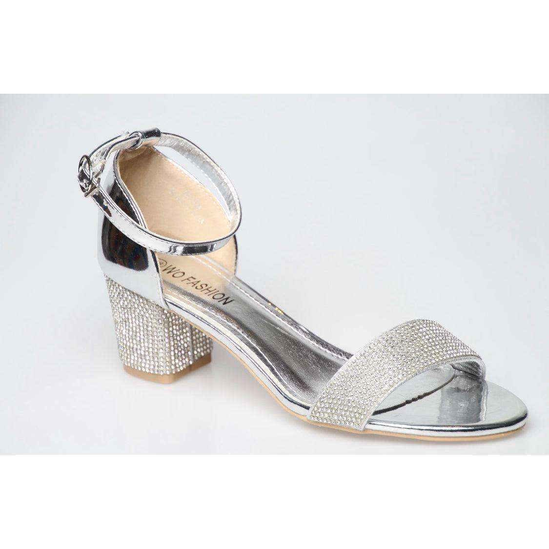 Open Toe Short Heel Shoes - SILVER / 7