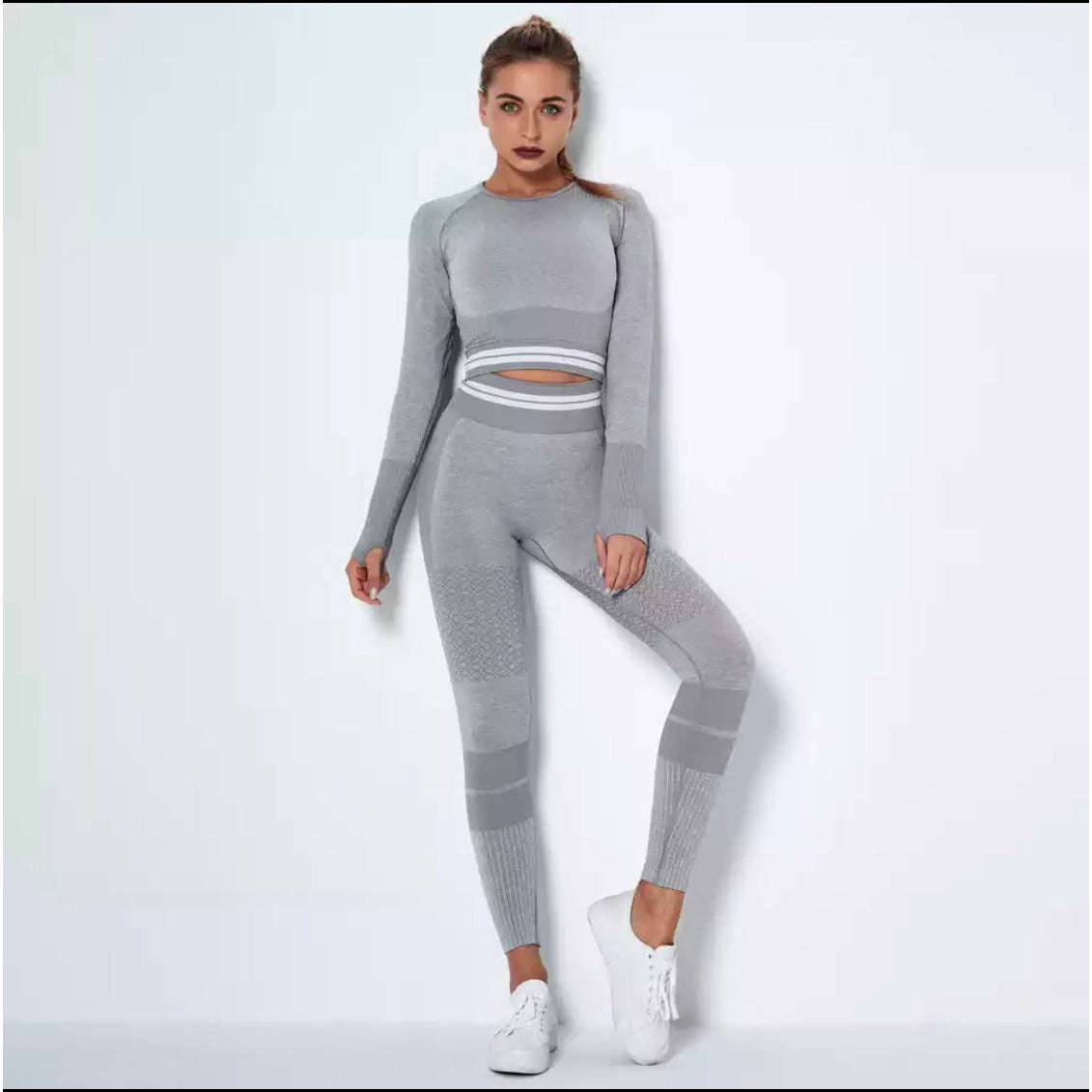 Seamless Fitness Sports Gym Set - GREEN / L/XL