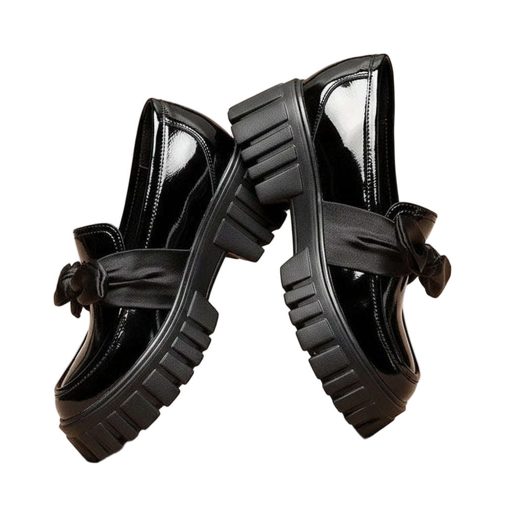 Bowknot Platform Oxford Glossy Shoes
