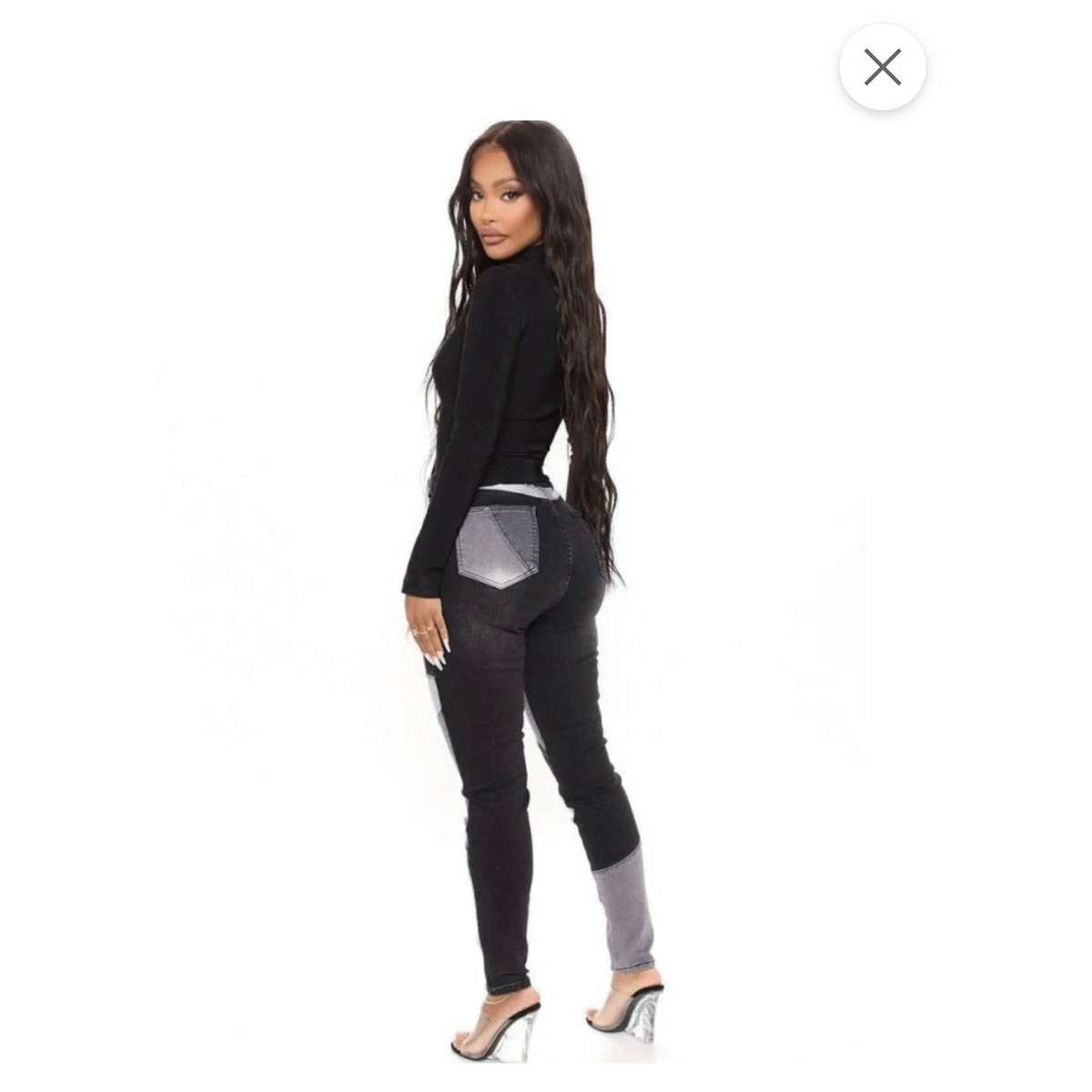 Two Tone High Waisted Jeans