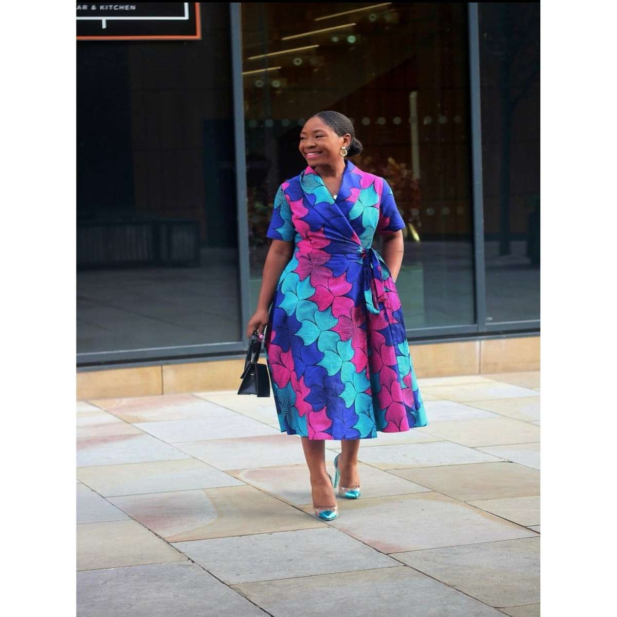 Ankara Wrap Skater Dress - S