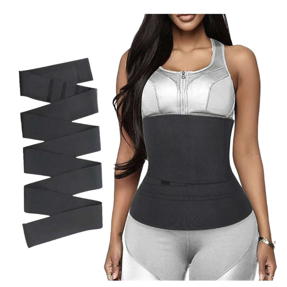 Snatch Me Up Bandage Wrap Waist Trainer - BLACK / 6 METER