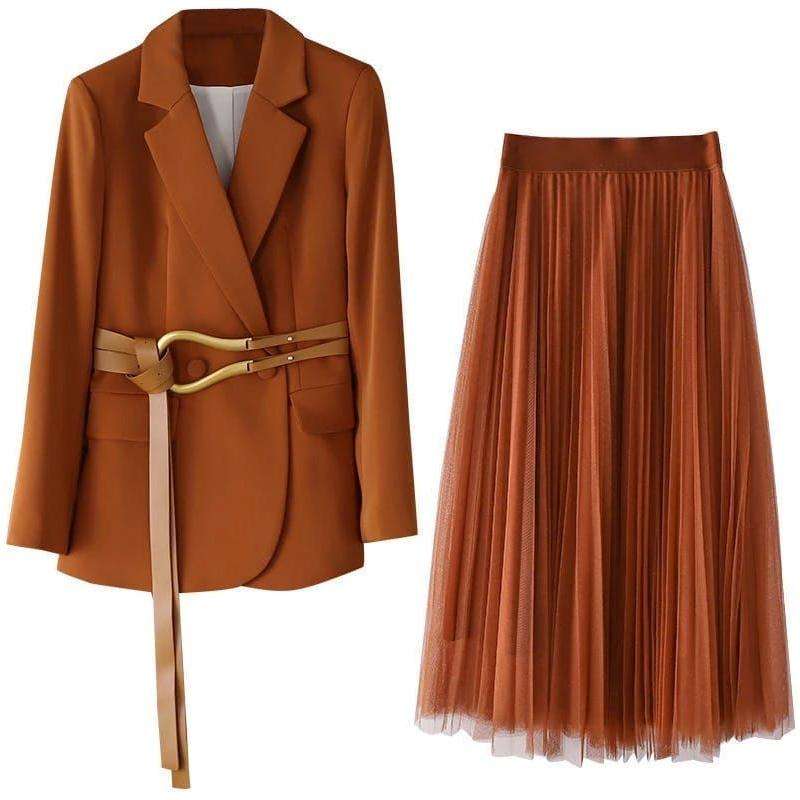 TULLE SKIRT AND BLAZER SET - BEIGE / L