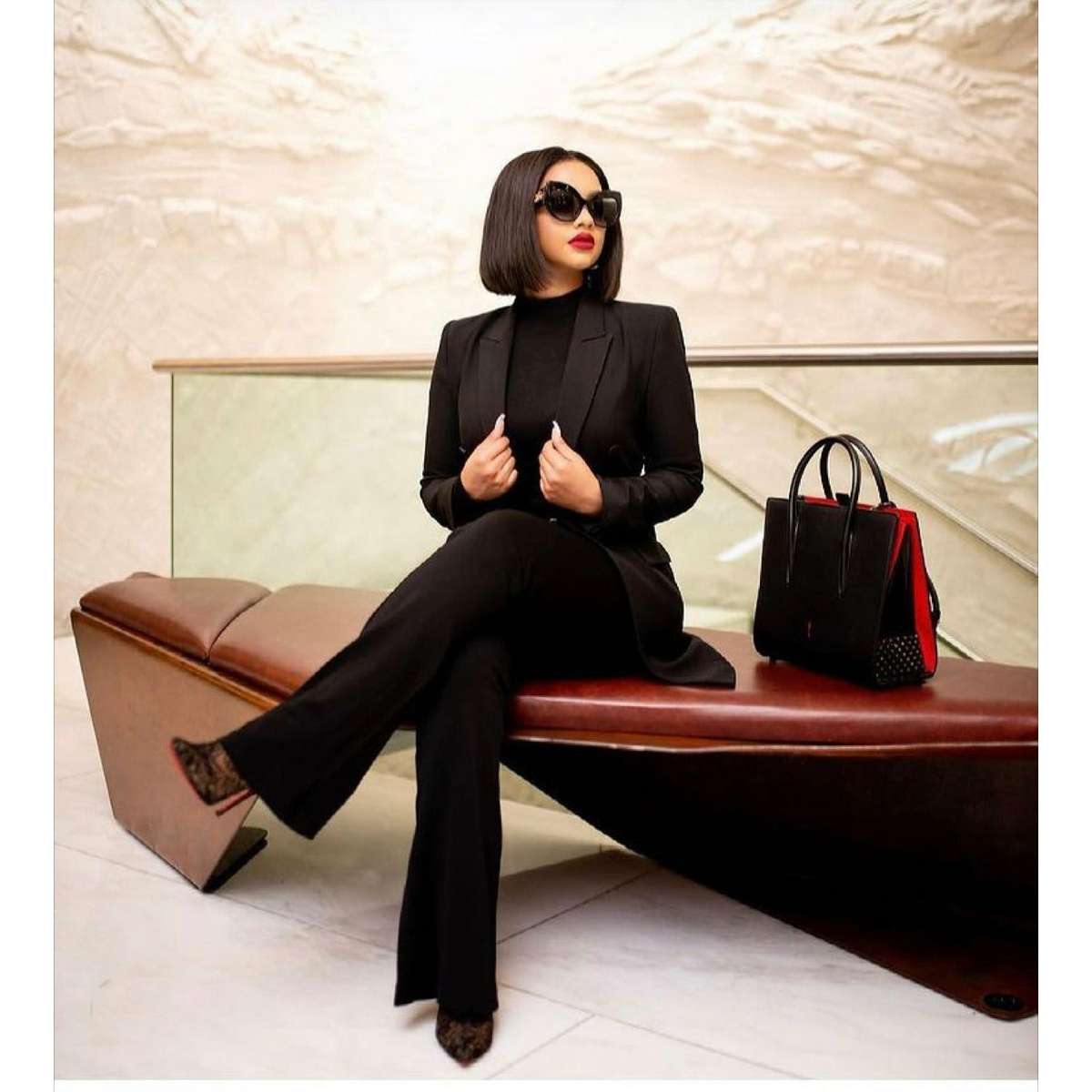 Bottom Slit Pant &  Blazer Ladies Formal Suit - BLACK / M