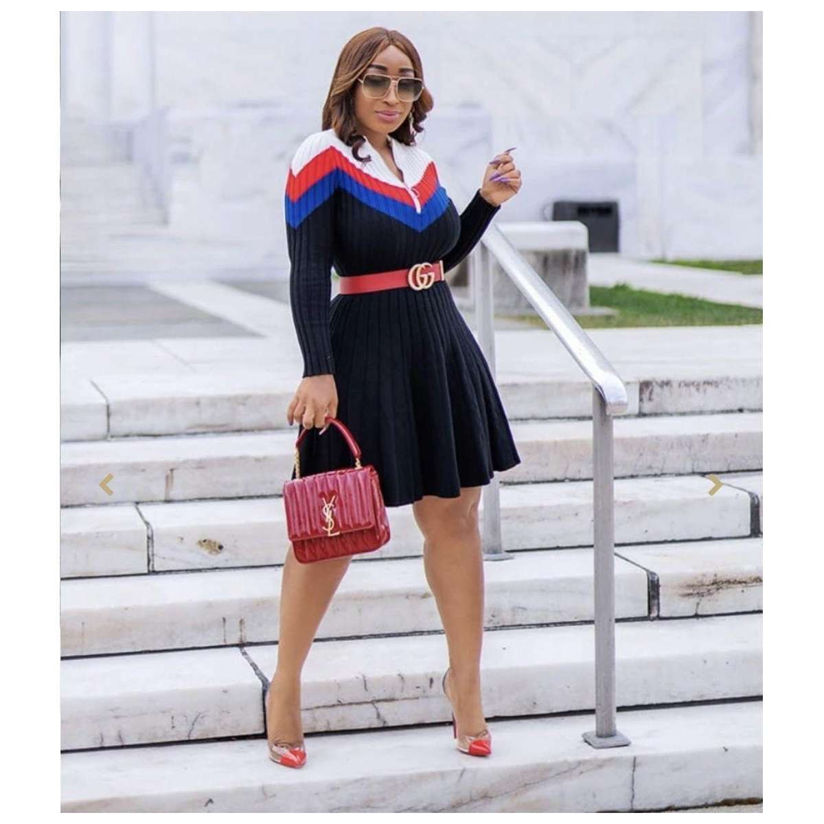 Ribbed Sweater Dress - BLACK / S/M