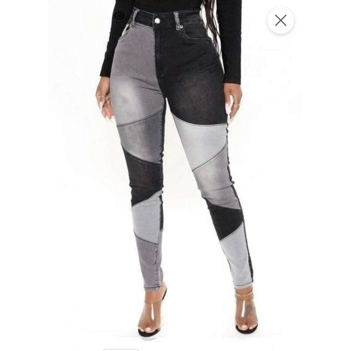 Two Tone High Waisted Jeans