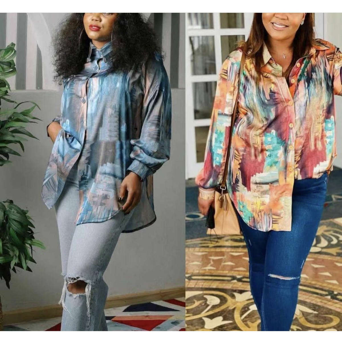 Tie Dye Print Shirt - ORANGE / S