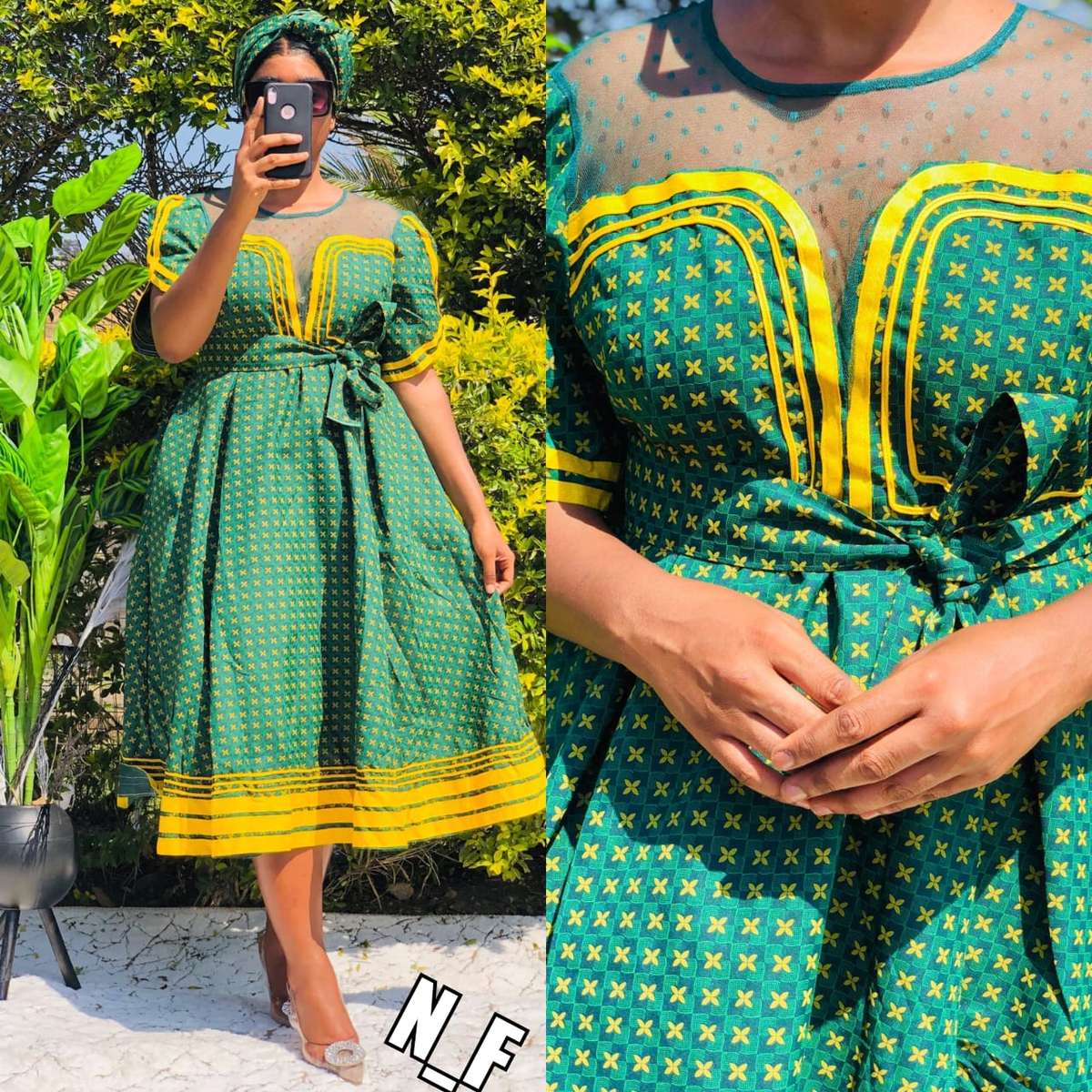 Round Neck Short Sleeve Ankara Dress