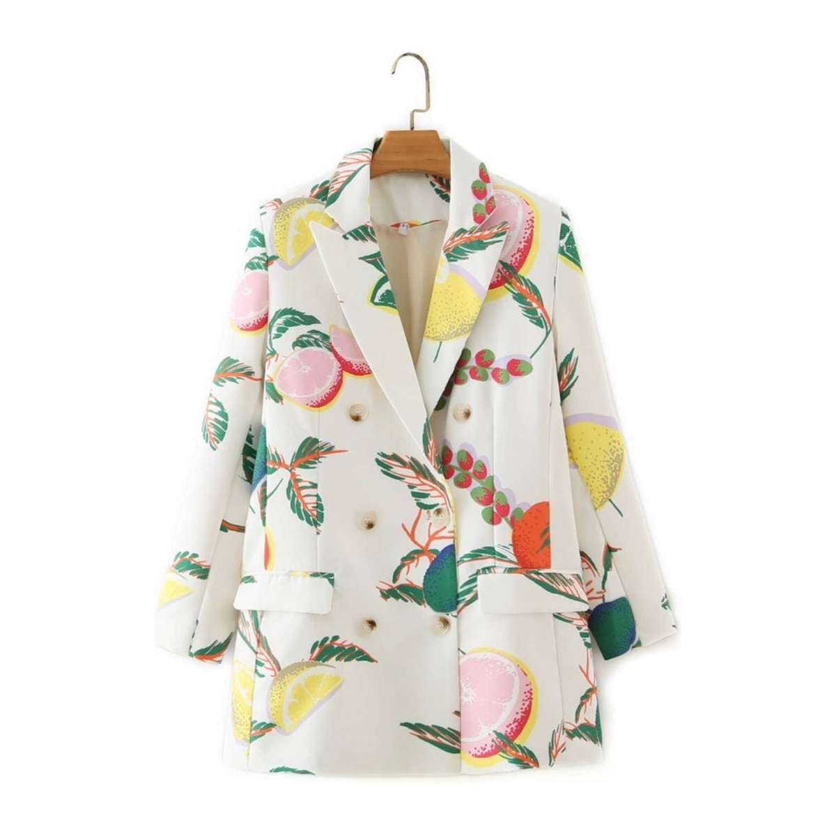 Double Breasted Print Blazer - M