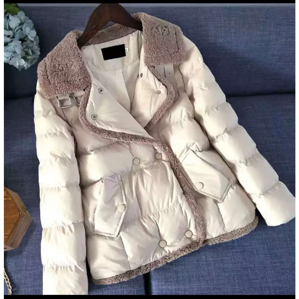 Thickened Warm Short Cotton Puff Jacket - BEIGE / L