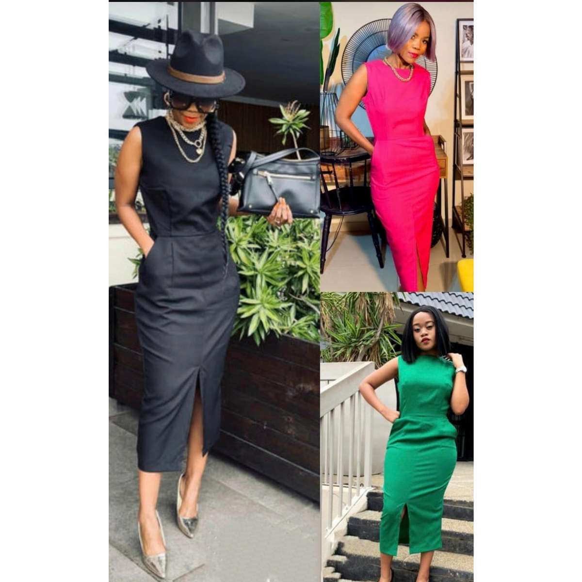 Front Slit Fashion Sleeveless Dress - BLACK / 3XL