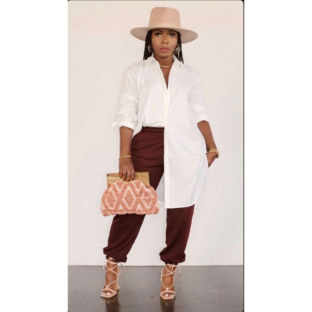 Over sized Button Up Shirt Dress - WHITE / L