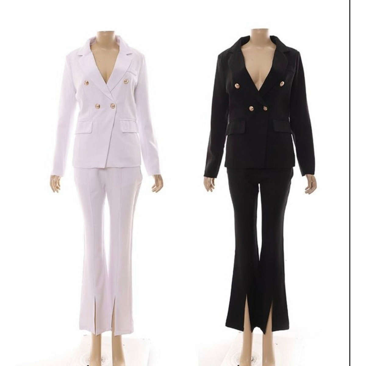 Bottom Slit Pant &  Blazer Ladies Formal Suit - BLACK / M