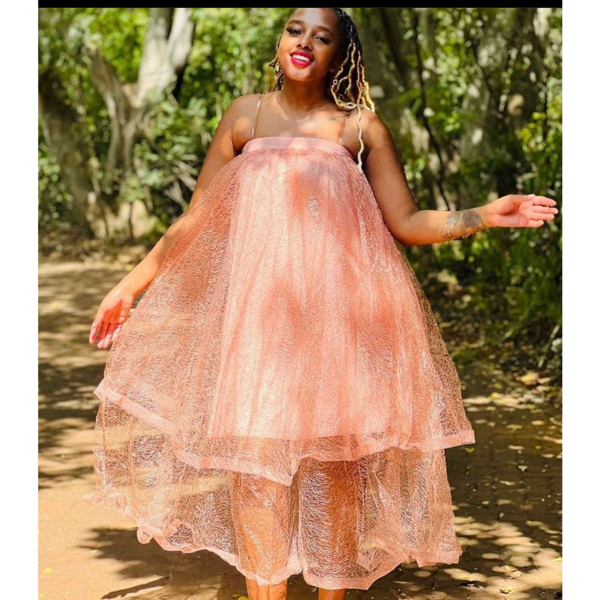 Tulle Skirt Dress - PINK / L