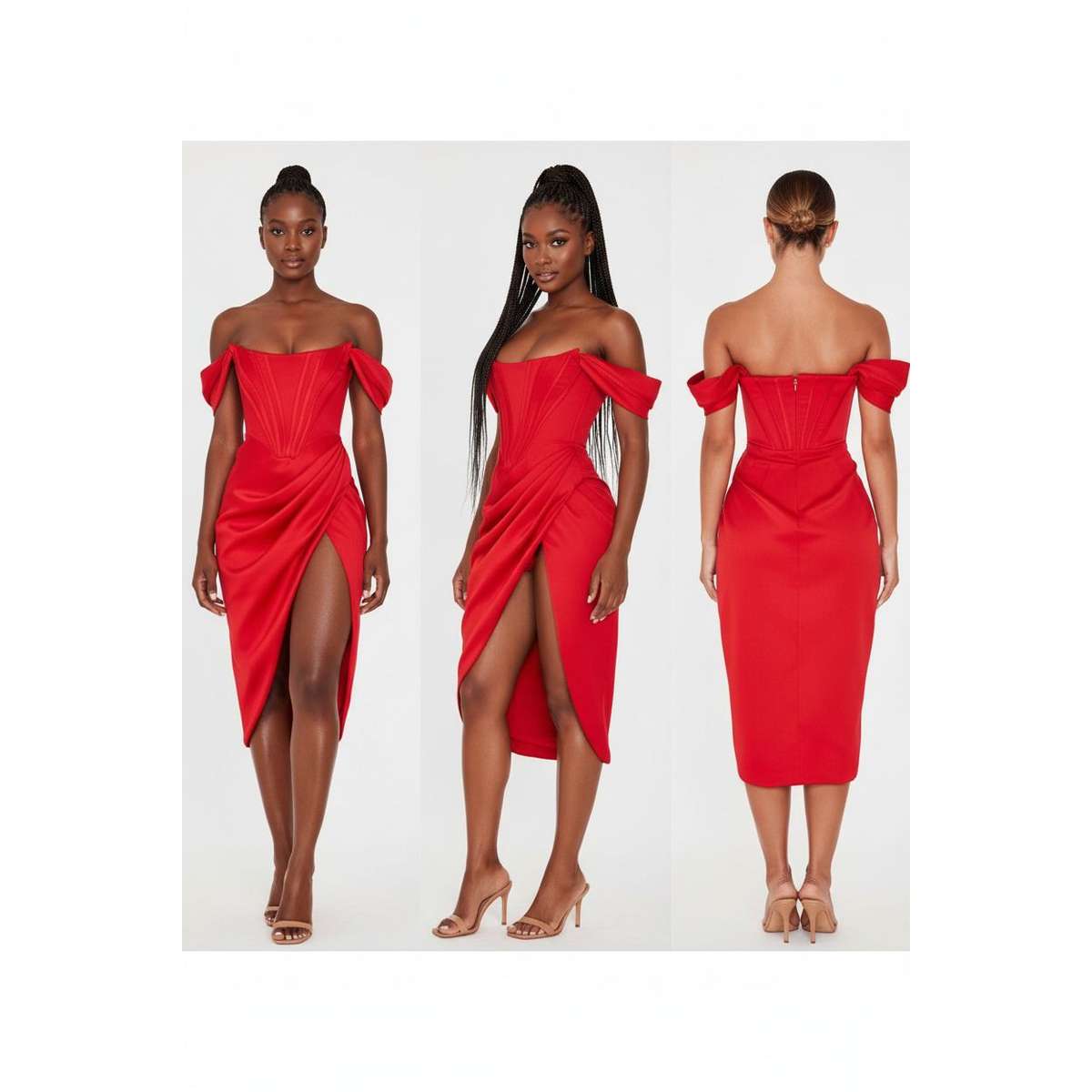 Satin Off Shoulder Dress Corset Dress