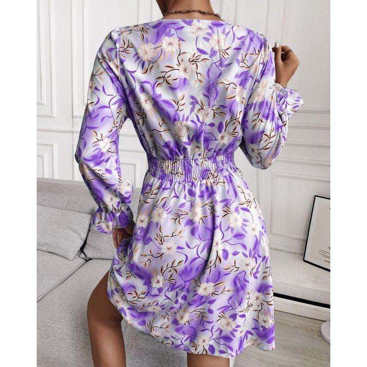 Floral Print Long Sleeve Dress - S