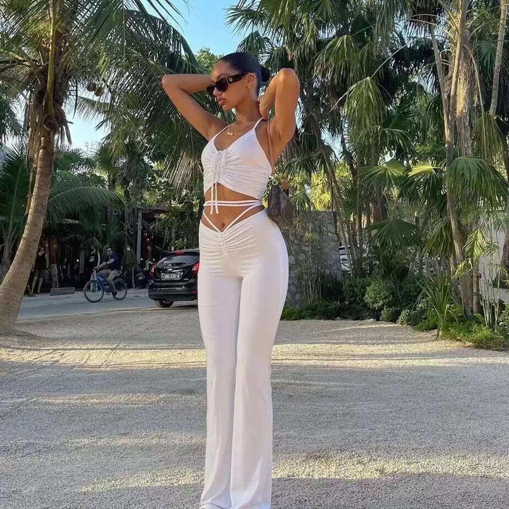 Top+Flare Pant Two Piece Set - PURPLE / M