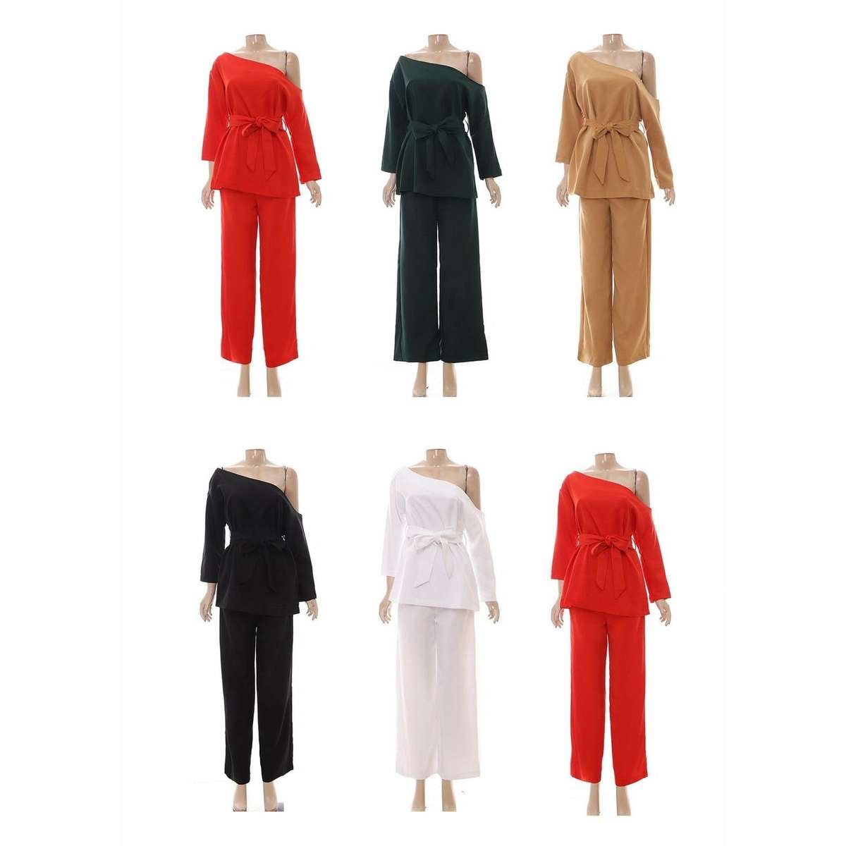 Cold Shoulder Twin Set - RED / S