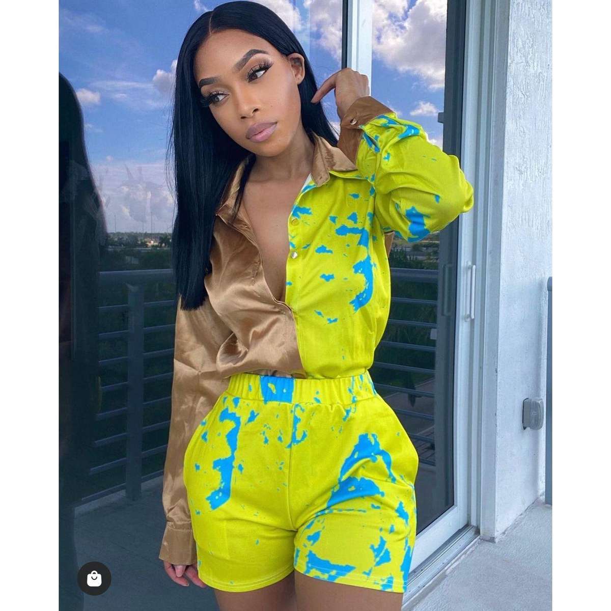 Satin Print Twin Set - S