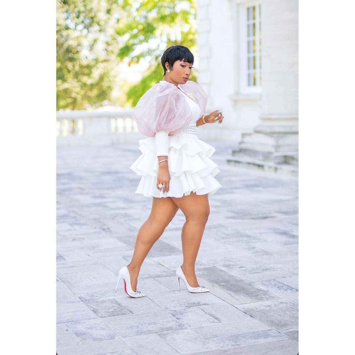 Mesh Stretch Fabri Zipper Back Dress - BLACK / L