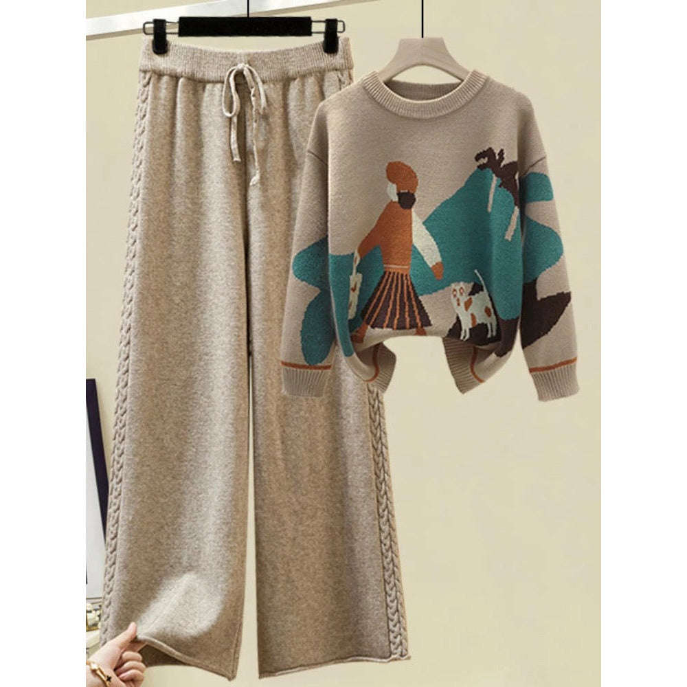 Sweater Pullover & Wide Leg Pants Set