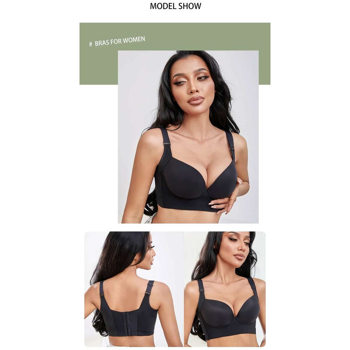 Push-up bras with full back coverage - BLACK / 36/80C