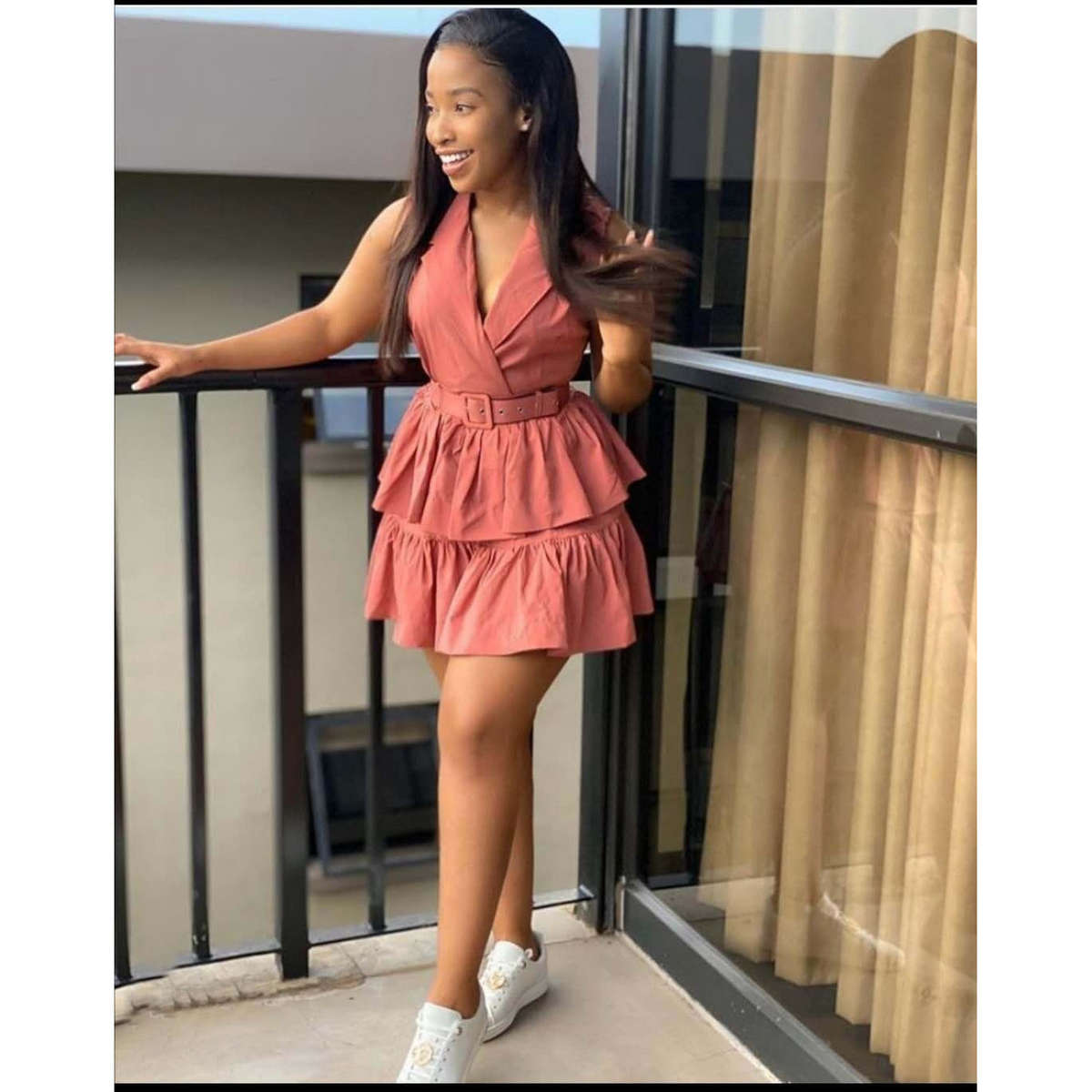 Deep V-NeckSleeveless Mini Dress - BLACK / L