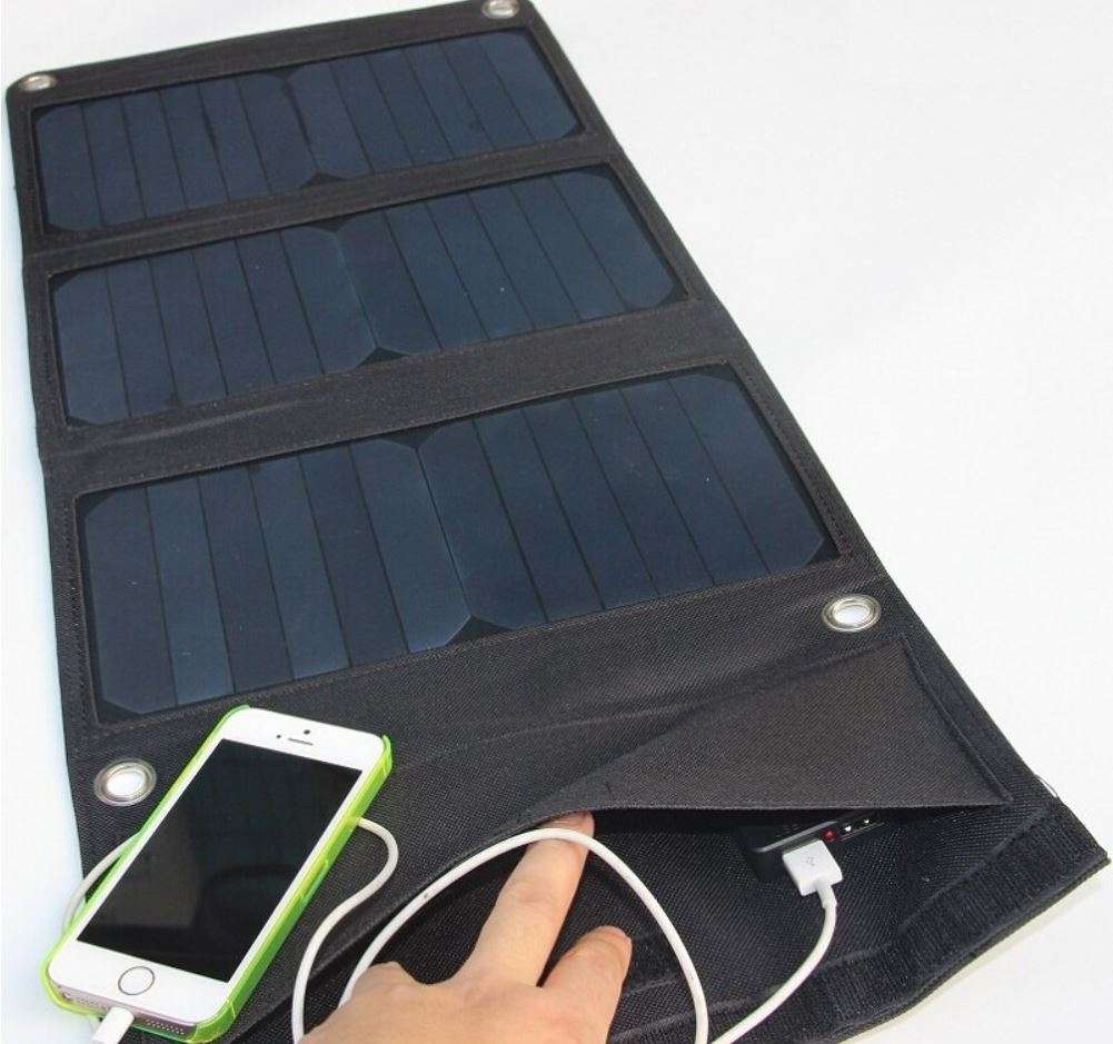 21W Foldable Solar Panel Charger For iPhone/Mobile Power Bank Universal Outdoor Dual USB