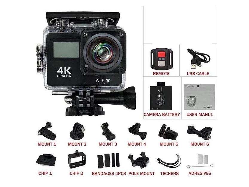 Ultra 4K Waterproof Touchscreen Sports Camera with Remote