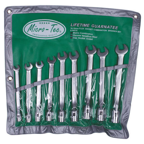 SPANNER FLEXIBLE SOCKET 10-19MM 9PC - Micro Tec