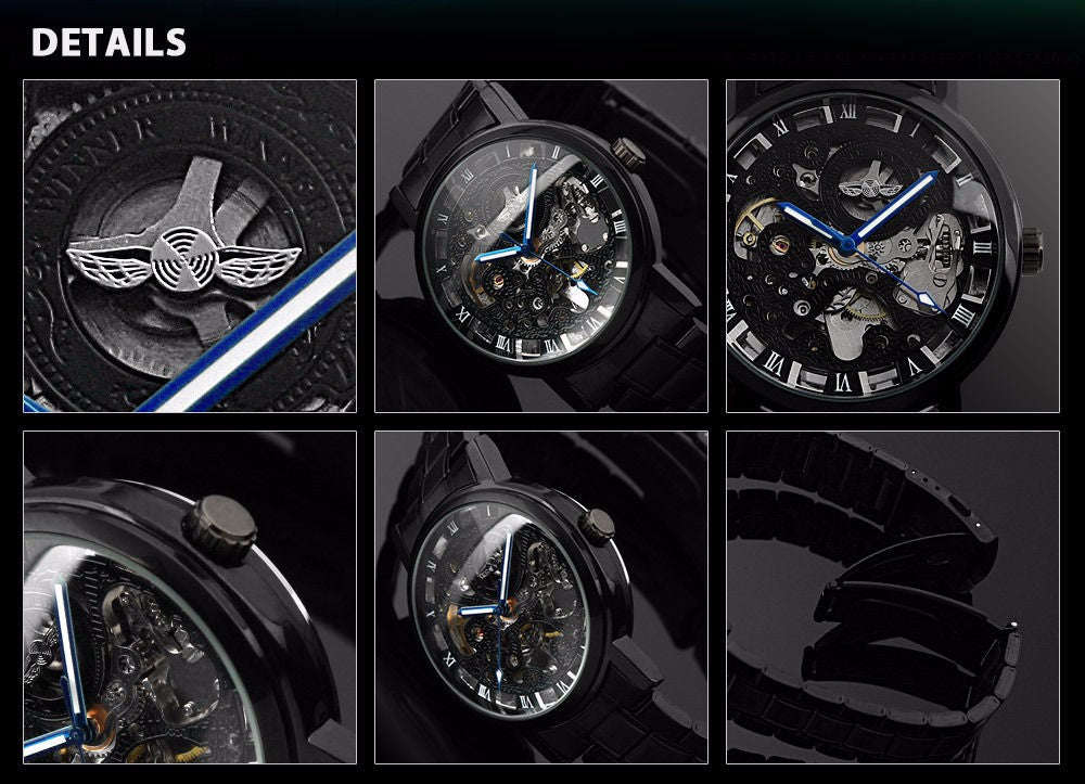 Men's Skeleton WristWatch Stainless steel Antique Steampunk Casual Automatic Skeleton